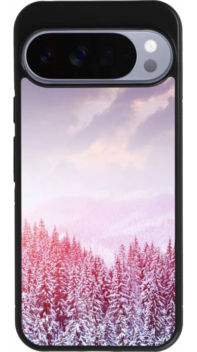 Google Pixel 10 Pro XL Case Hülle - Silikon schwarz Winter 22 Pink Forest