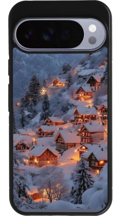 Google Pixel 10 Pro XL Case Hülle - Silikon schwarz Winter 25 Winter snowy village