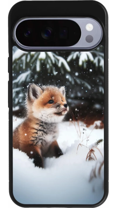 Google Pixel 10 Pro XL Case Hülle - Silikon schwarz Weihnachten 2023 Fuechslein Tanne