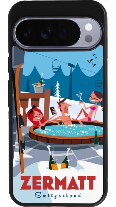 Google Pixel 10 Pro XL Case Hülle - Silikon schwarz Zermatt Mountain Jacuzzi