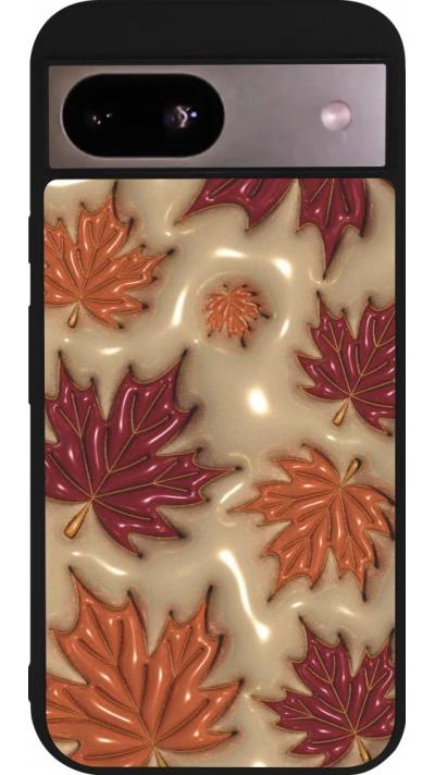 Coque Google Pixel 8a - Silicone rigide noir Autumn 26 3D leaves