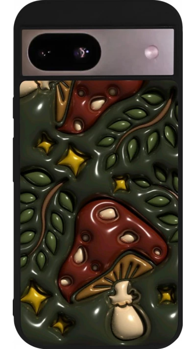 Coque Google Pixel 8a - Silicone rigide noir Autumn 26 3D mushrooms