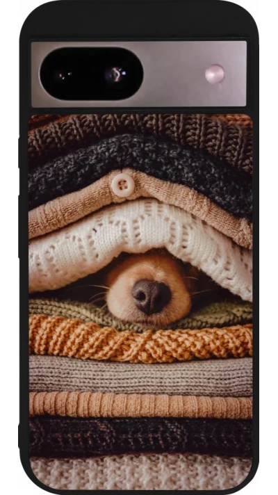 Coque Google Pixel 8a - Silicone rigide noir Autumn 26 Dog under the covers