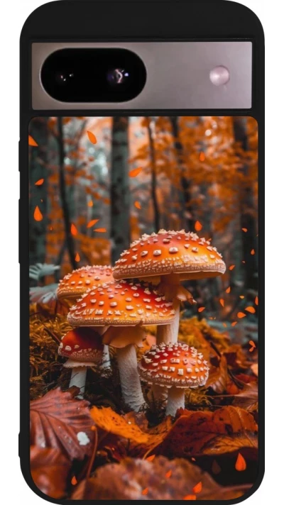 Coque Google Pixel 8a - Silicone rigide noir Autumn 26 Mushrooms in the woods
