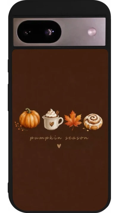 Coque Google Pixel 8a - Silicone rigide noir Autumn 26 Pumpkin season