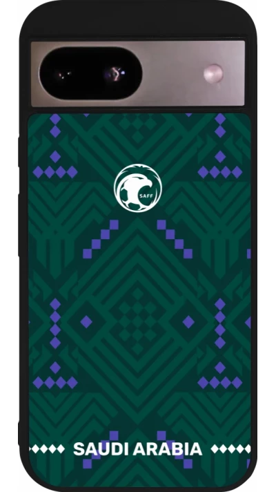 Coque Google Pixel 8a - Silicone rigide noir Maillot de football Arabie saoudite 2026 personnalisable