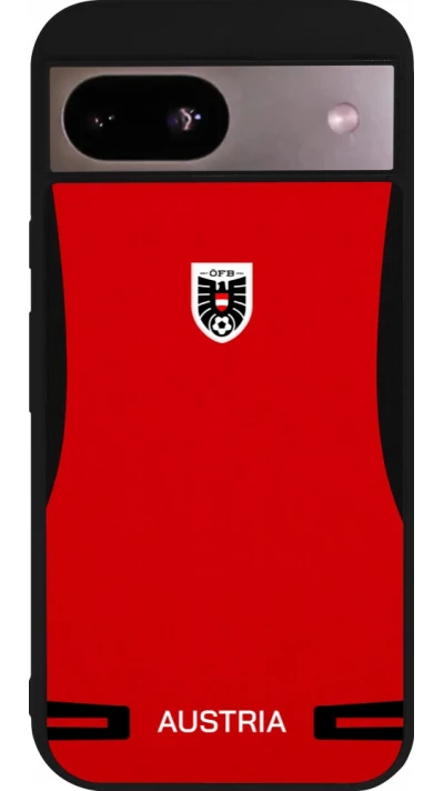 Coque Google Pixel 8a - Silicone rigide noir Maillot de football Autriche 2026 personnalisable