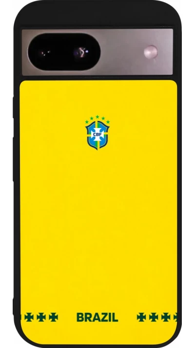 Coque Google Pixel 8a - Silicone rigide noir Maillot de football Bresil 2026 personnalisable