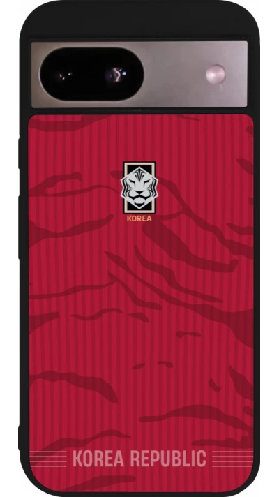 Coque Google Pixel 8a - Silicone rigide noir Maillot de football Corée du Sud 2026 personnalisable