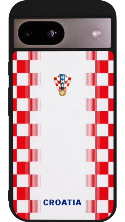 Coque Google Pixel 8a - Silicone rigide noir Maillot de football Croatie 2026 personnalisable