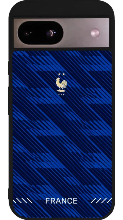 Coque Google Pixel 8a - Silicone rigide noir Maillot de football France 2026 personnalisable