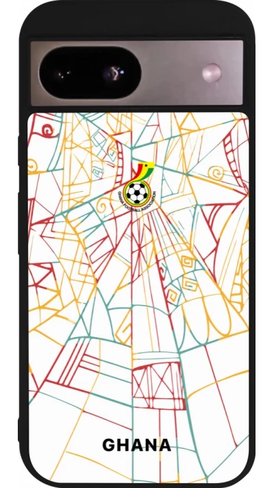 Coque Google Pixel 8a - Silicone rigide noir Maillot de football Ghana 2026 personnalisable