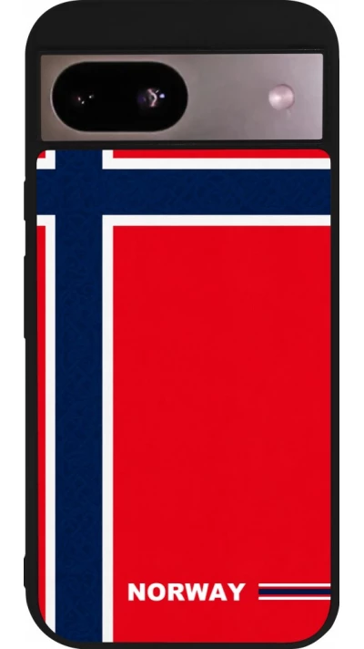 Coque Google Pixel 8a - Silicone rigide noir Maillot de football Norvège 2026 personnalisable