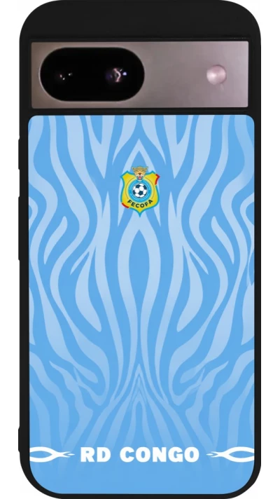 Coque Google Pixel 8a - Silicone rigide noir Maillot de football RD Congo 2026 personnalisable