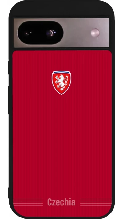 Coque Google Pixel 8a - Silicone rigide noir Maillot de football Répuplique Tchèque 2026 personnalisable