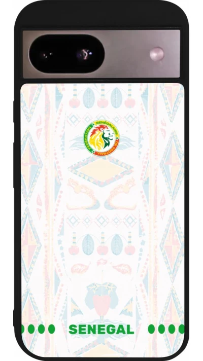 Coque Google Pixel 8a - Silicone rigide noir Maillot de football Sénégal 2026 personnalisable