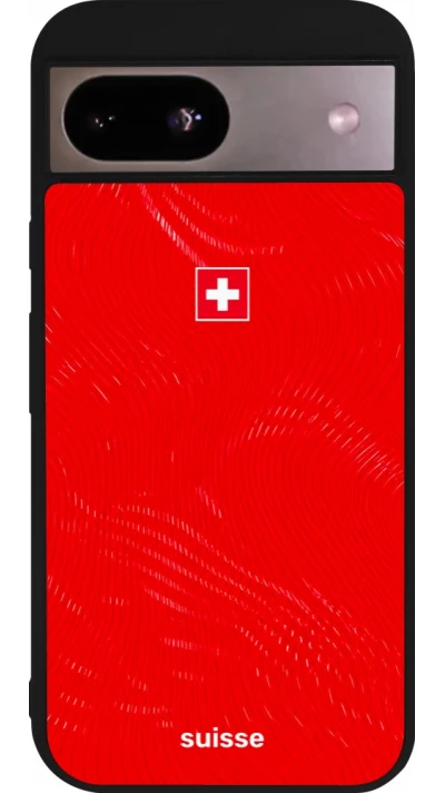 Coque Google Pixel 8a - Silicone rigide noir Maillot de football Suisse 2026 personnalisable
