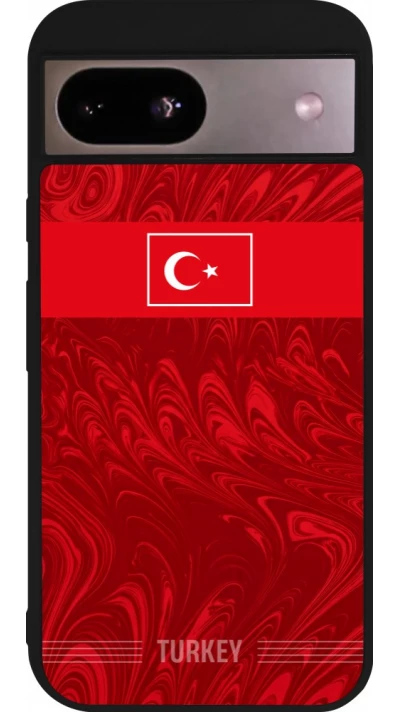 Coque Google Pixel 8a - Silicone rigide noir Maillot de football Turquie 2026 personnalisable