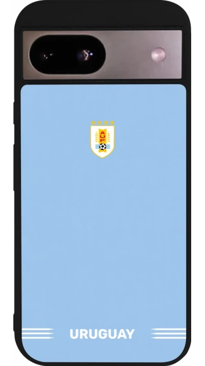 Coque Google Pixel 8a - Silicone rigide noir Maillot de football Uruguay 2026 personnalisable