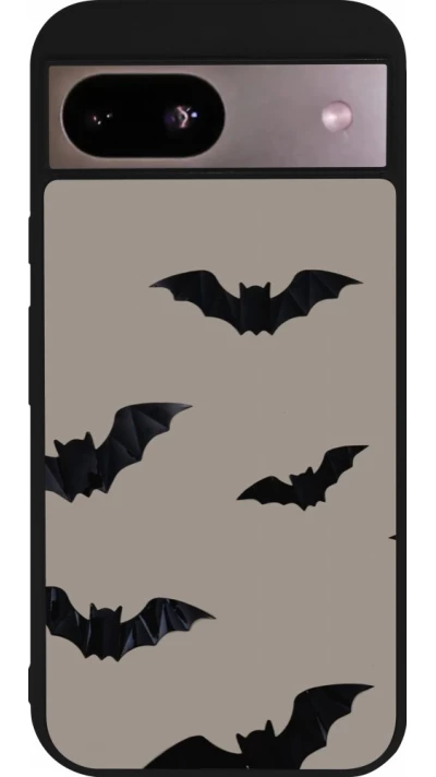 Coque Google Pixel 8a - Silicone rigide noir Halloween 2026 Bats