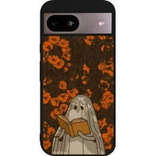 Coque Google Pixel 8a - Silicone rigide noir Halloween 2026 Ghost reading