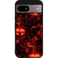 Coque Google Pixel 8a - Silicone rigide noir Halloween 2026 Pattern Halloween