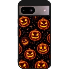 Coque Google Pixel 8a - Silicone rigide noir Halloween 2026 Pattern Pumpkins