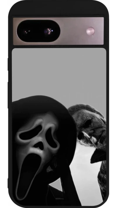 Coque Google Pixel 8a - Silicone rigide noir Halloween 2026 Scream and Michael Myers