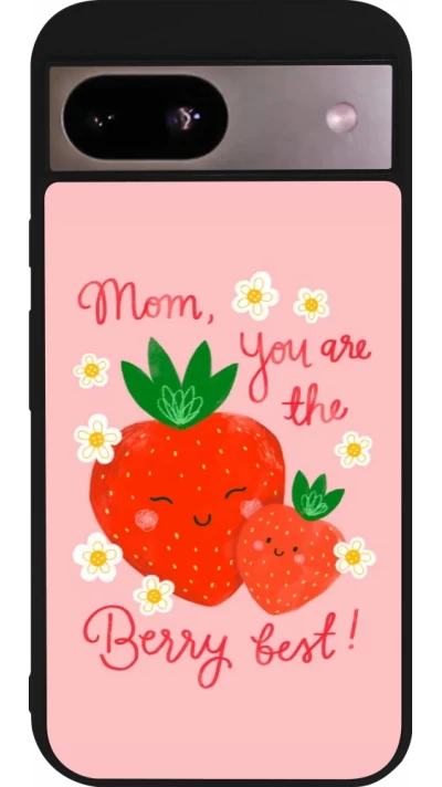 Coque Google Pixel 8a - Silicone rigide noir Mom 2026 Berry best
