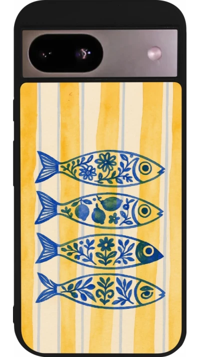 Coque Google Pixel 8a - Silicone rigide noir Portuguese fish 2026