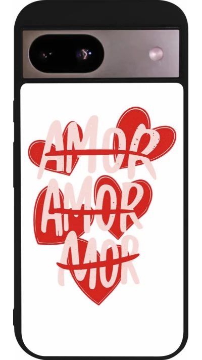 Coque Google Pixel 8a - Silicone rigide noir Saint Valentines Day 26 Amor