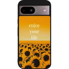 Coque Google Pixel 8a - Silicone rigide noir Summer 2026 Enjoy your life