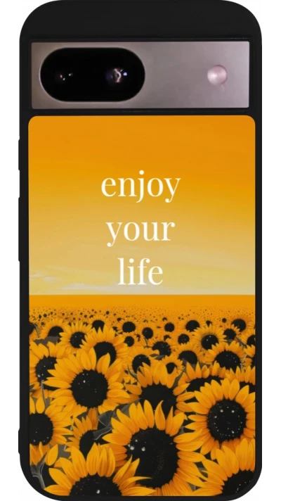 Coque Google Pixel 8a - Silicone rigide noir Summer 2026 Enjoy your life