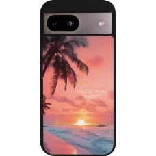 Coque Google Pixel 8a - Silicone rigide noir Watch more sunsets Summer 2026