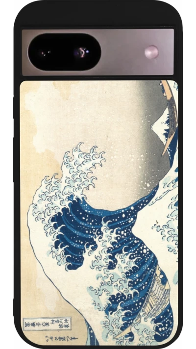 Coque Google Pixel 8a - Silicone rigide noir Tableau art - La Grande Vague de Kanagawa - Hokusai