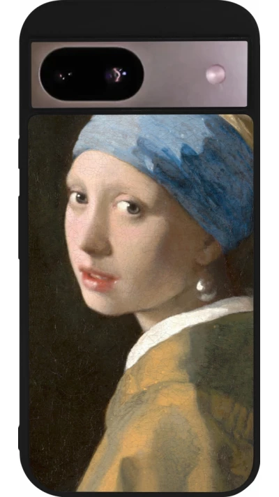 Coque Google Pixel 8a - Silicone rigide noir Tableau art - La Jeune fille à la perle - Johannes Vermeer
