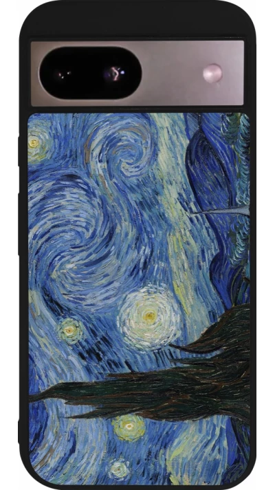Coque Google Pixel 8a - Silicone rigide noir Tableau art - La Nuit étoilée - Van Gogh