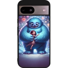 Coque Google Pixel 8a - Silicone rigide noir Valentine 2024 Fluffy Love