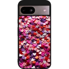 Coque Google Pixel 8a - Silicone rigide noir Valentine 2025 Confetti