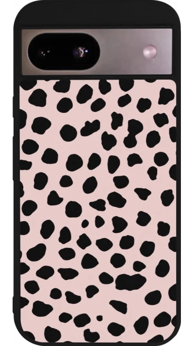 Coque Google Pixel 8a - Silicone rigide noir Wild Leopard Pink