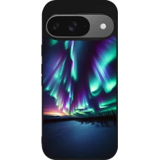 Google Pixel 9 / Pixel 9 Pro Case Hülle - Silikon schwarz Funkelndes Nordlicht