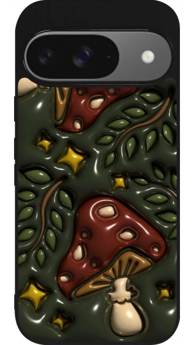 Coque Google Pixel 9 / Pixel 9 Pro - Silicone rigide noir Autumn 26 3D mushrooms
