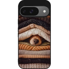 Coque Google Pixel 9 / Pixel 9 Pro - Silicone rigide noir Autumn 26 Dog under the covers