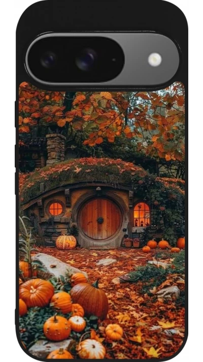 Coque Google Pixel 9 / Pixel 9 Pro - Silicone rigide noir Autumn 26 Hobbit house