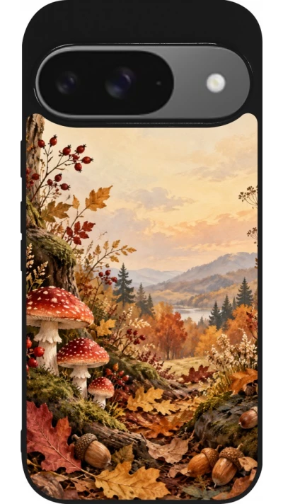 Coque Google Pixel 9 / Pixel 9 Pro - Silicone rigide noir Autumn 26 Illustrated Autumn