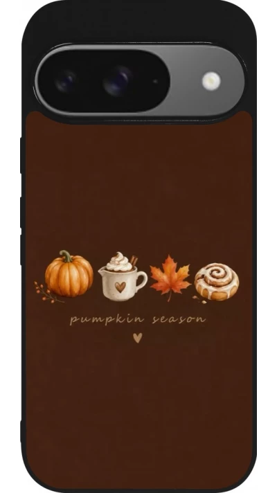 Coque Google Pixel 9 / Pixel 9 Pro - Silicone rigide noir Autumn 26 Pumpkin season