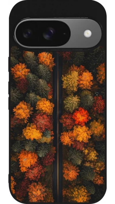 Coque Google Pixel 9 / Pixel 9 Pro - Silicone rigide noir Autumn 26 Road in autumn