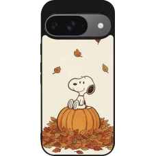 Coque Google Pixel 9 / Pixel 9 Pro - Silicone rigide noir Autumn 26 Snoopy autumn