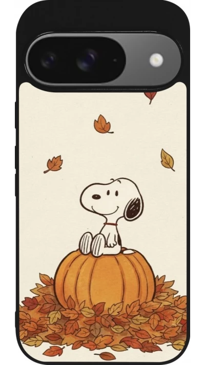 Coque Google Pixel 9 / Pixel 9 Pro - Silicone rigide noir Autumn 26 Snoopy autumn
