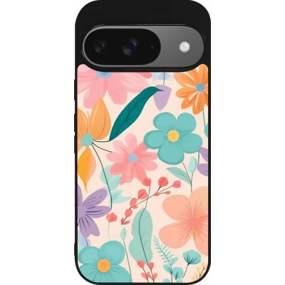 Coque Google Pixel 9 / Pixel 9 Pro - Silicone rigide noir Easter 2024 spring flowers